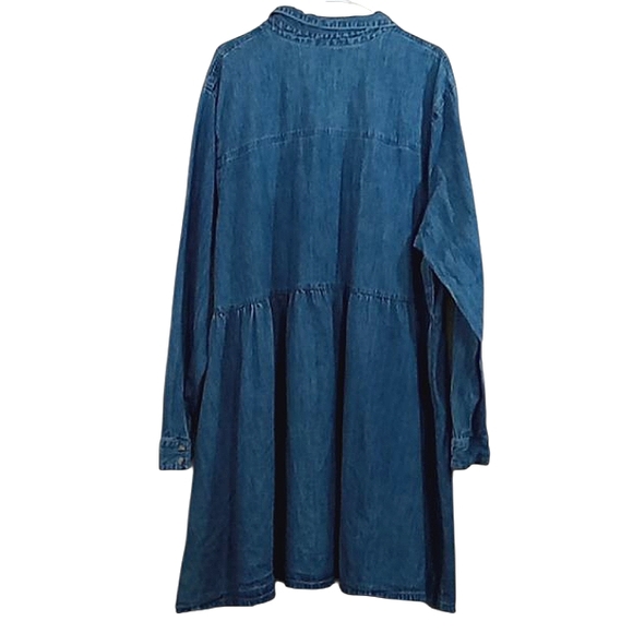 ASOS Curve Denim Dress Blue Button Front Shirdress Long Sleeves - Picture 6 of 9